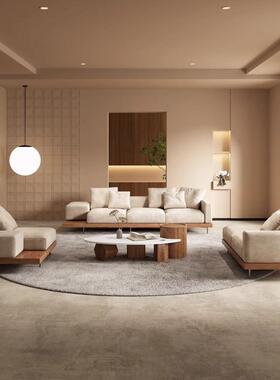 35157师原木日风式实木沙发侘寂风轻奢民宿布艺别墅设计简合约组