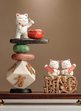 时来运转八方来财开 运招财猫装饰品摆件店铺开 业礼物乔迁新居礼