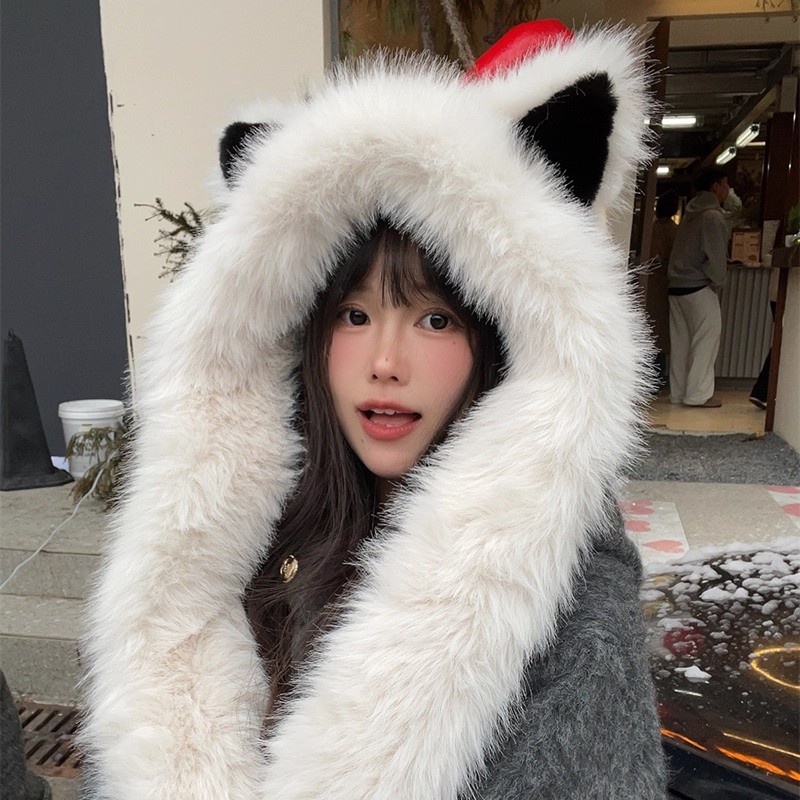 哈尔滨看雪高级感加厚毛绒帽子