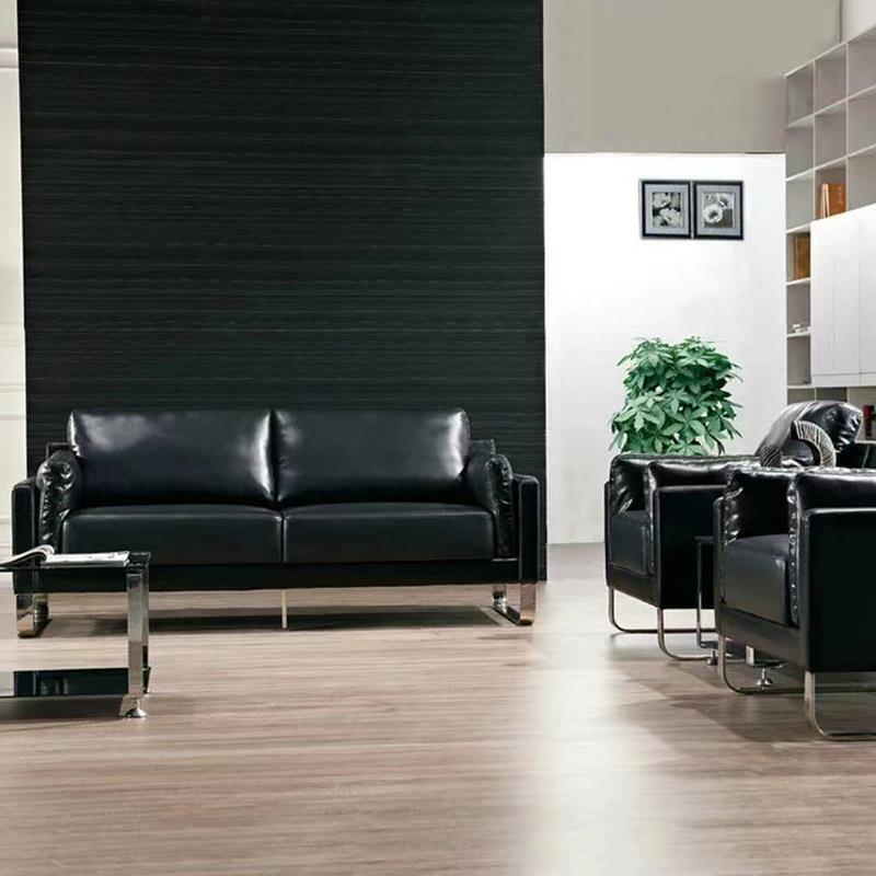 办公沙发商接待务WS-876现代简约客单人三发人位办公室沙茶几组合