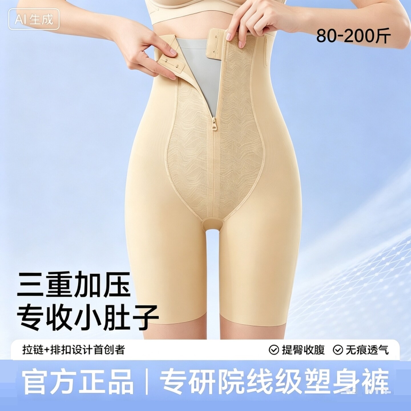 内裤女收腹收小肚子连体塑身衣强力拉链收腹产后提臀束腰美体内衣