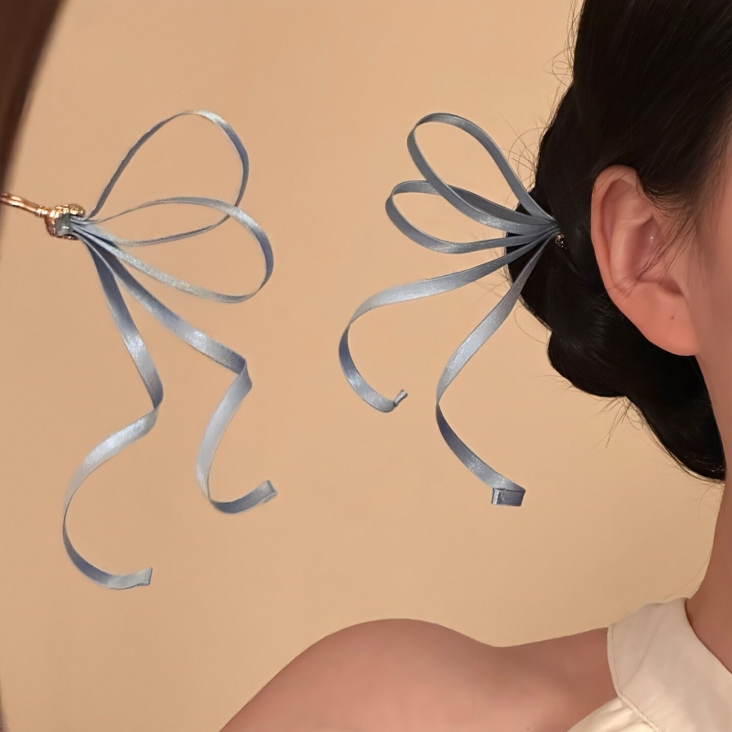 古典舞发饰蝴蝶结发簪女反重力发钗后脑勺新中式汉服造型飘带发饰