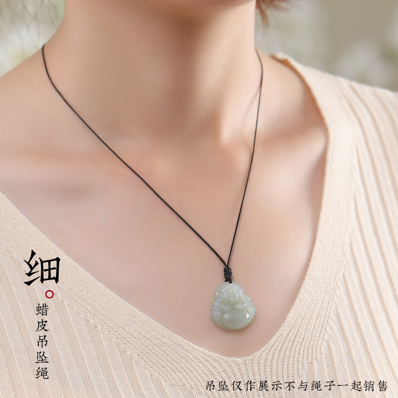 绿松石吊坠挂绳吊坠挂绳女翡翠玉坠黄金挂脖项链细皮绳坠挂绳
