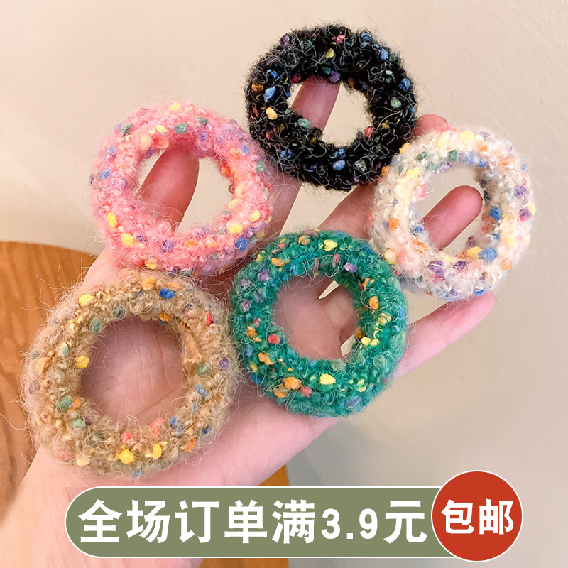 毛绒头绳ins糖果小香风甜美可爱彩色发圈高弹毛巾圈发绳发饰皮筋