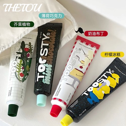 强推▲韩国TOOSTY甜点牙膏植物清洁牙齿口腔清新口气口臭牙黄亮白