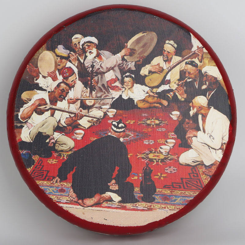 新疆手鼓维吾尔族手工民族乐器彩绘手鼓表演实木牛皮鼓A款25cm