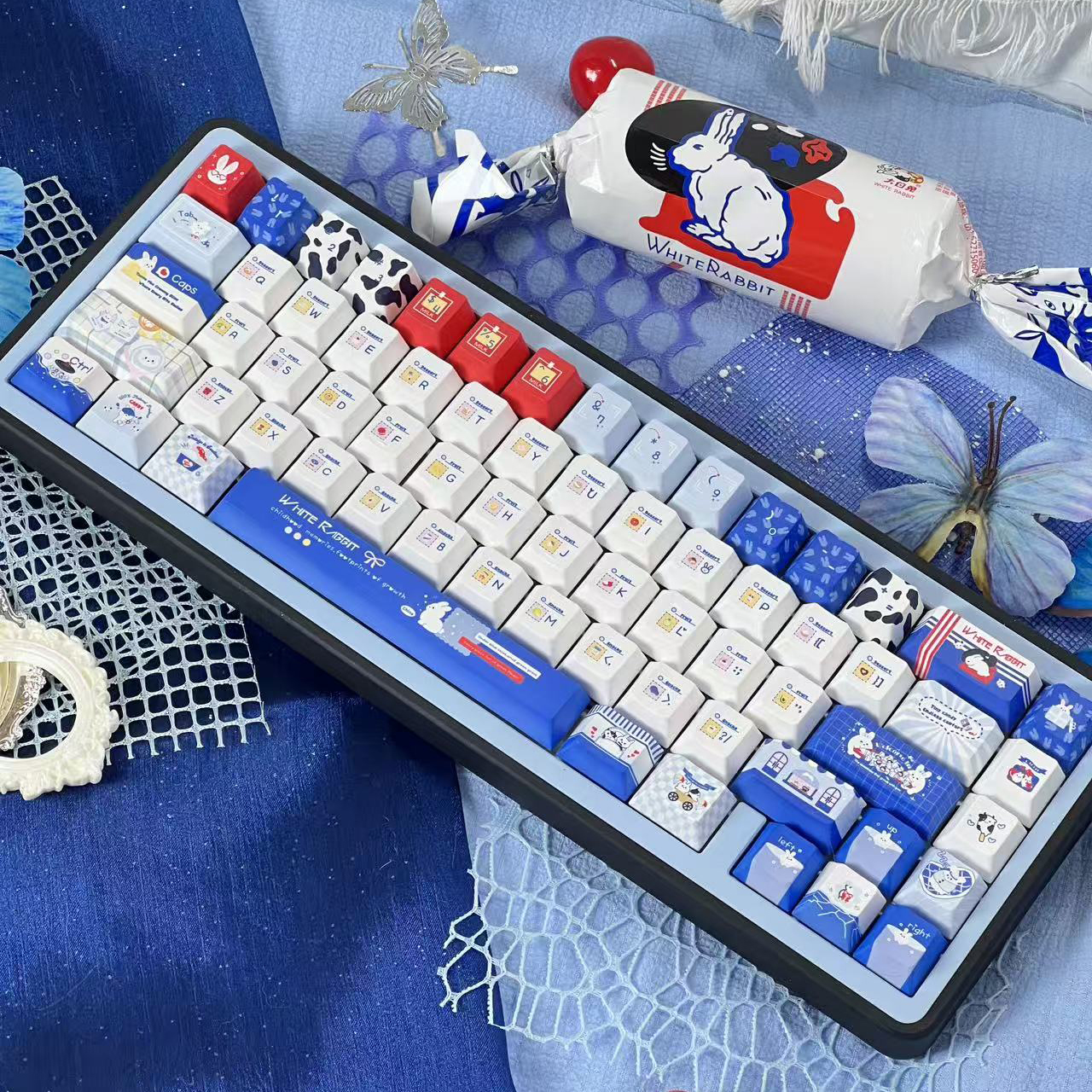 嗨元创沪上奶兔糖moa圆润原厂五面机械键盘PBT热升华工艺键帽