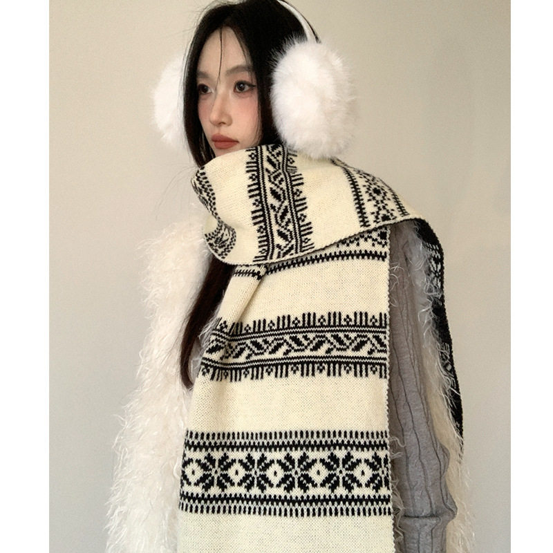 费尔岛2025新款针织红色双面围巾女冬保暖百搭雪花氛围感情侣围脖,服饰配件/皮带/帽子/围巾,围巾/丝巾/披肩,淘宝优惠券,粉丝福利购,淘宝优惠卷