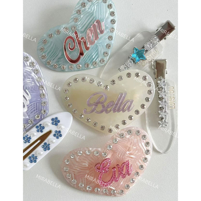 原创定制名字刘亦菲同款爱心烫钻甜美发夹女侧边夹高级感小众发饰