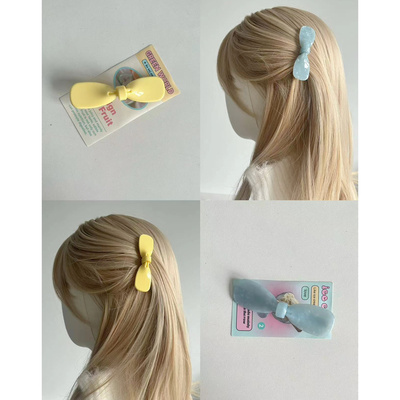 黄亦玫的黄韩系俏皮可爱醋酸质感边夹发饰优雅气质刘海夹发卡发饰
