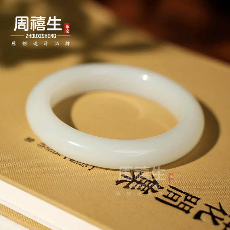 新疆和田玉白玉玉羊脂款原玉石玉器手镯手饰手链玉手镯