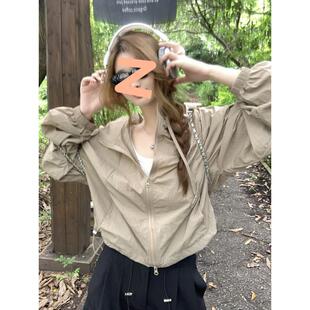 美式甜酷风工装冲锋衣外套女夏季新款户外轻薄衣连帽开衫上衣爆款