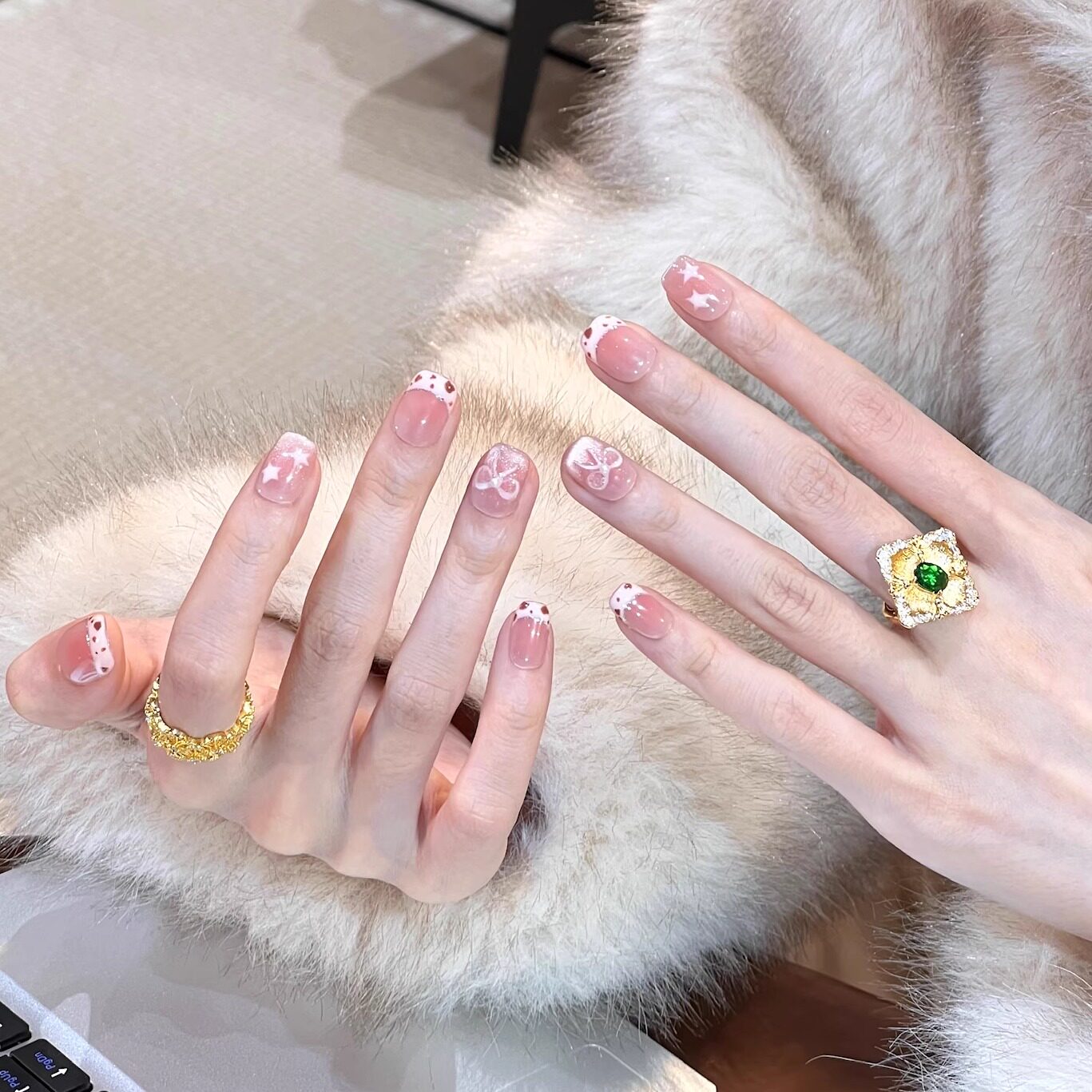 艺人超短款法式粉星豹纹秋冬纯手工美甲穿戴甲显白高级感指甲贴片,彩妆/香水/美妆工具,穿戴甲/甲片,淘宝优惠券,粉丝福利购,淘宝优惠卷