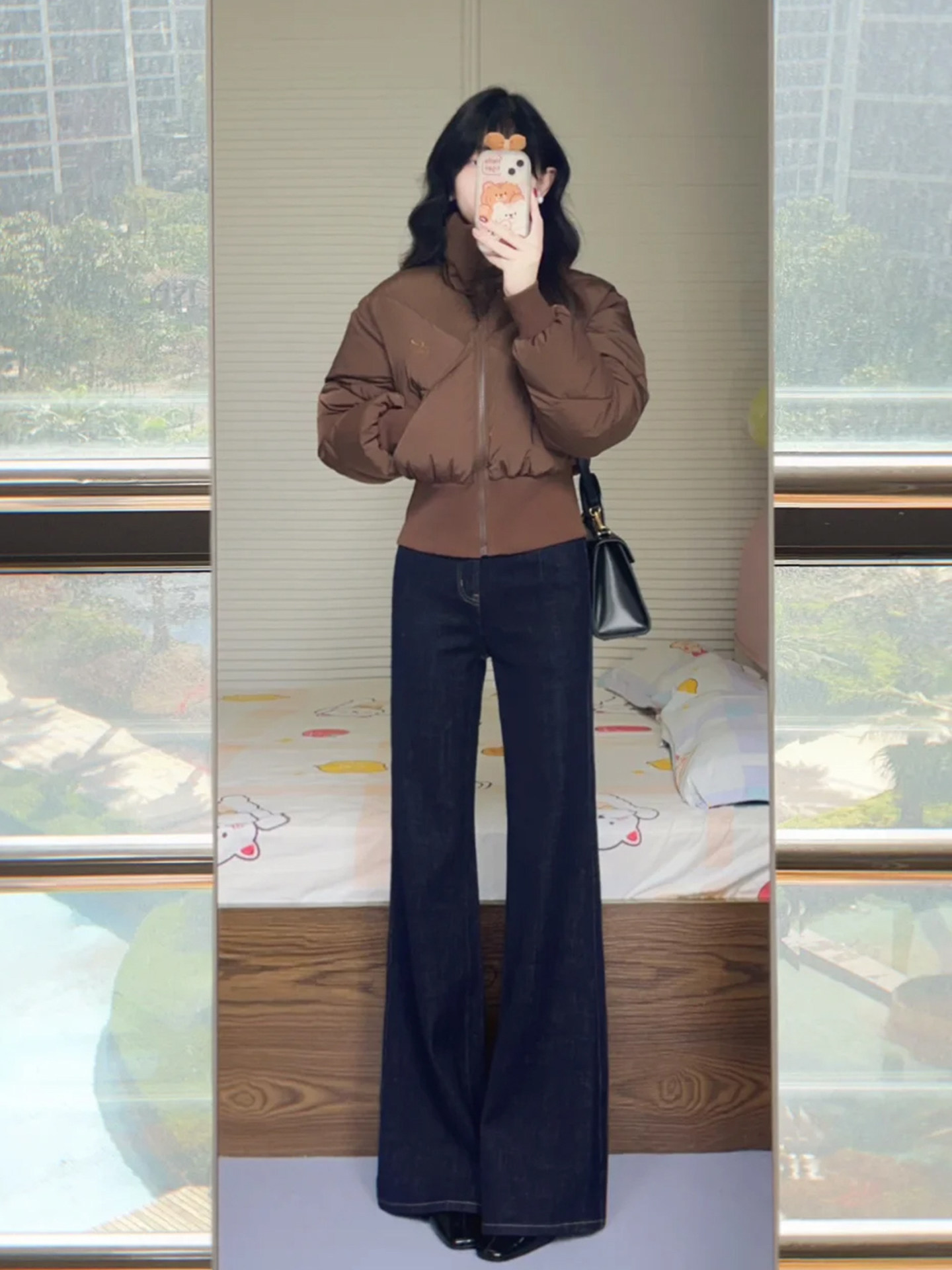 Denim Blue Flared Jeans for Women Autumn/Winter 2025 New Style Wide Leg Petite High Waist Slimming Fleece Lined Flare Pants