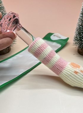 玻璃玫瑰长款摆件搭配猫爪防滑套光滑细腻礼品长15.5cm 直径2cm