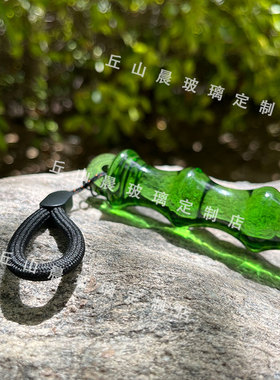 玻璃节节高竹子国学把玩摆件绿色透明光滑细腻无毛刺高硼硅实心