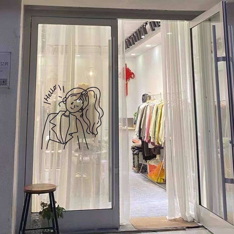 hello女孩 你好墙贴纸服装美甲咖啡餐饮店铺橱窗玻璃门墙面装饰贴,家居饰品,软装墙贴,淘宝优惠券,粉丝福利购,淘宝优惠卷