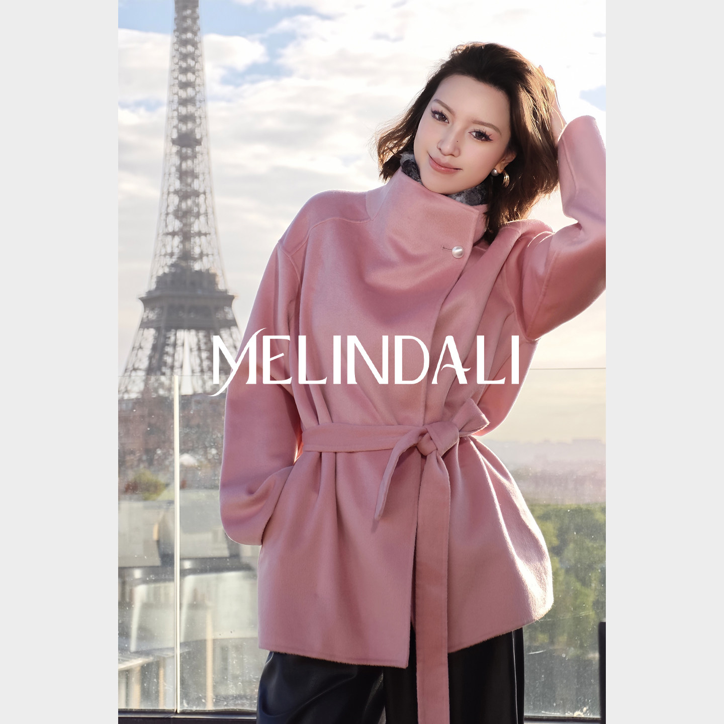 MELINDA LI【可可大衣】私服绵羊毛桑蚕丝山羊绒长款双面毛呢大衣