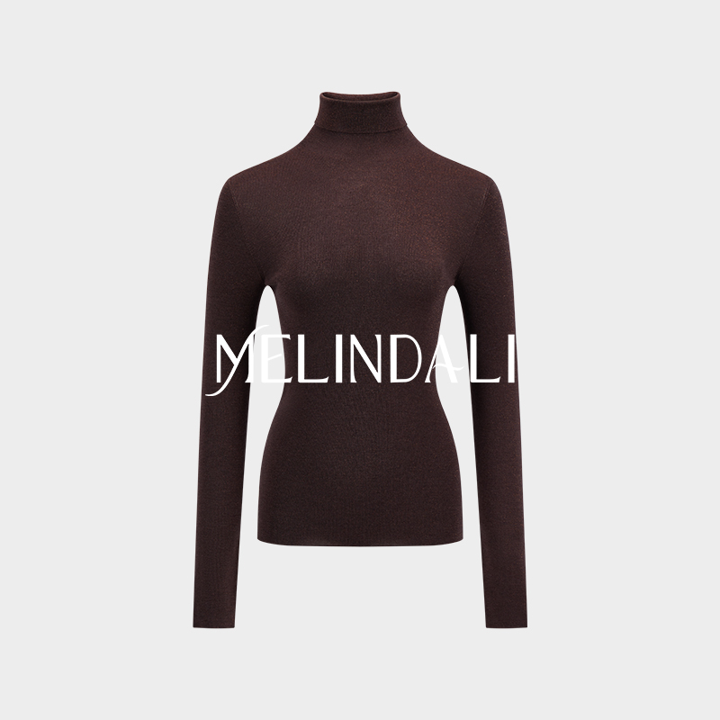 MELINDA LI新澳极细绵羊毛60支无缝一体高领半高领针织打底毛衣
