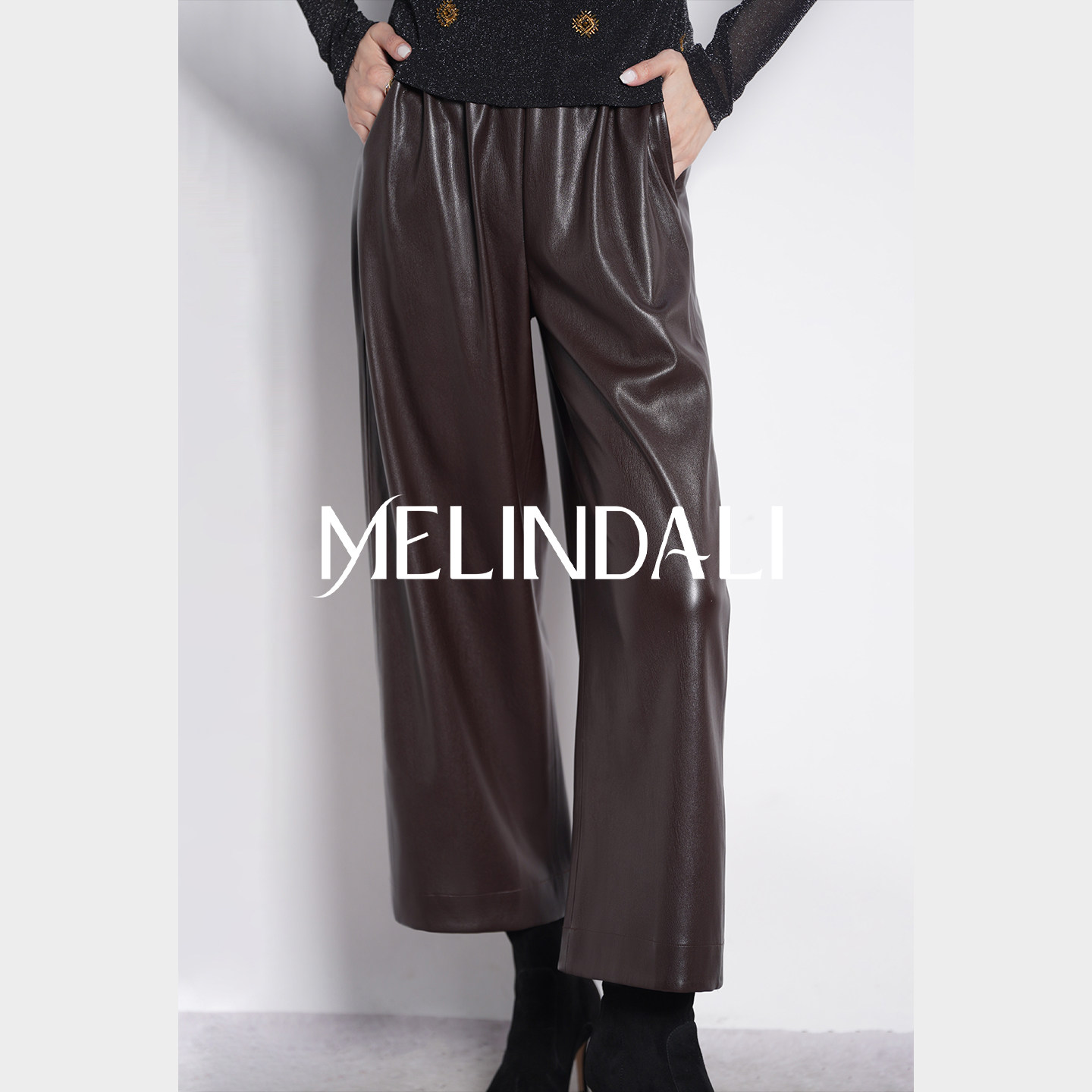 MELINDA LI【神仙皮裤】蛋白皮pu皮裤松紧腰松弛感九分直筒阔腿裤,女装/女士精品,皮裤,淘宝优惠券,粉丝福利购,淘宝优惠卷