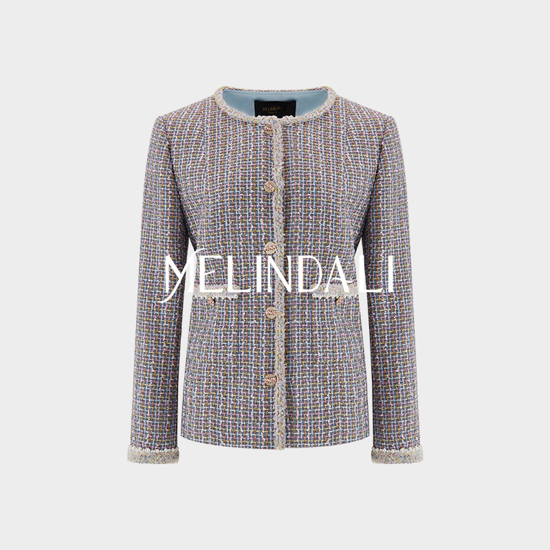 MELINDA LI【南法庄园】黑标英国进口百年工坊LINTON粗花小香外套
