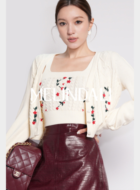 Melinda Li【小王子的玫瑰】重磅手工立体刺绣花卉毛衣开衫套装