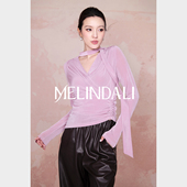 美人 法式 通勤优雅气质重磅醋酸飘带V领针织上衣 MELINDA