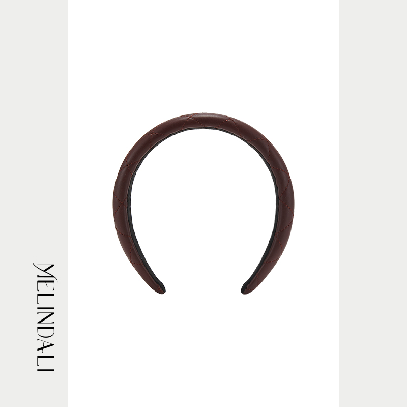 MELINDA LI造型神器法式菱格绗缝小羊皮发箍显脸小高颅顶头箍