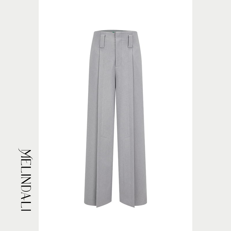 MELINDA LI【香榭大道】老钱风高腰高腰西装裤百搭垂感直筒阔腿裤