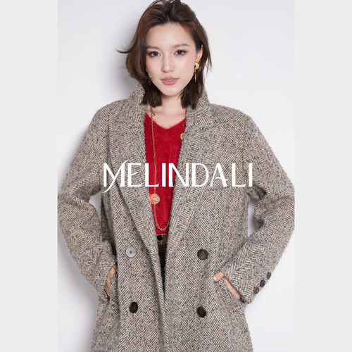 Melindali人字纹大衣