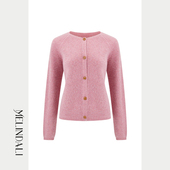 Melinda 软糯羊毛金葱小圆领坑条针织毛衣开衫 闲暇一日