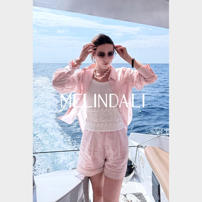 MELINDA LI【夏日落樱套】梦颖私服天丝醋酸亚麻通勤轻薄衬衫夏