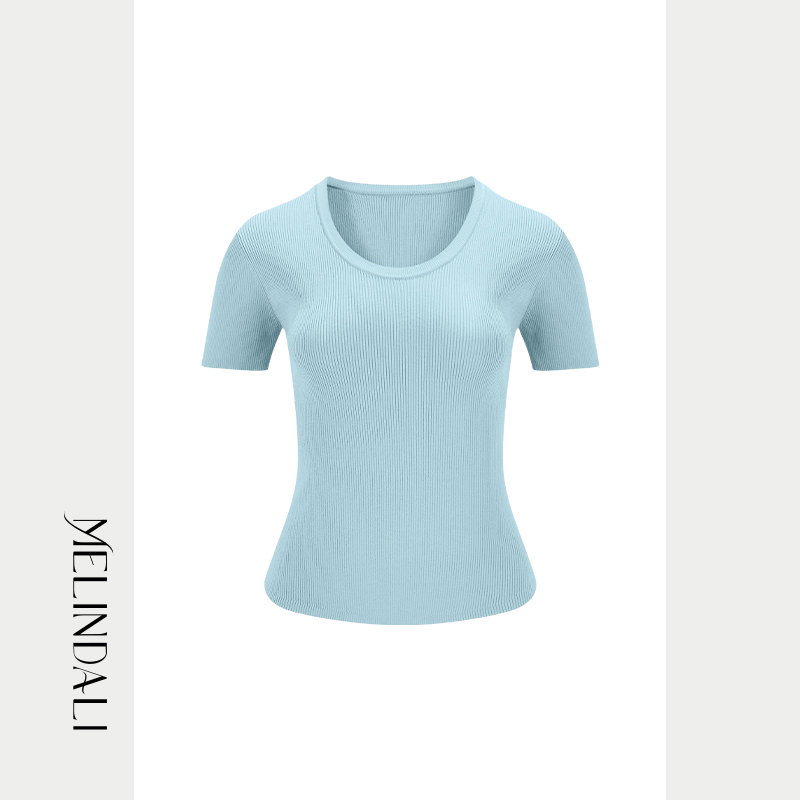 MELINDA LI【定染2股68支针织T】春夏简约休闲凉感人丝针织短袖T