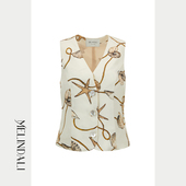 套装 MELINDA LI简约老钱度假风海洋印花V领马甲阔腿裤