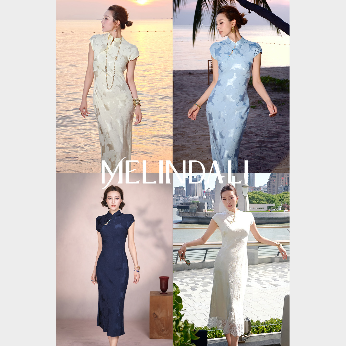 MELINDA LI【玲珑】博主同款中式冠乐绉提花桑蚕丝人丝旗袍连衣裙