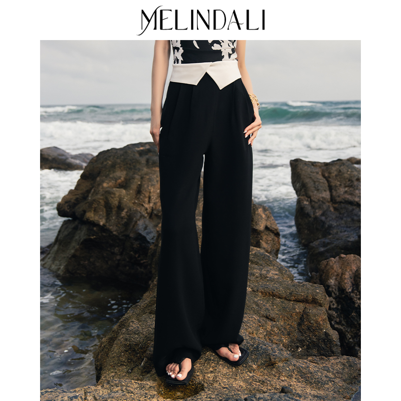 撞色长裤设计师MELINDALI百搭