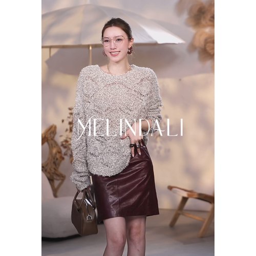 MELINDA LI【舒展自洽】梦颖私服绵羊毛羊驼毛花纱编织肌理感毛衣