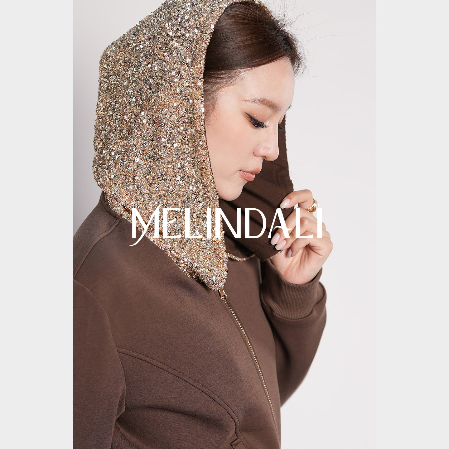 MELINDA LI【流沙人鱼】金色珠片连帽双拉链卫衣外套鱼尾半裙套装,女装/女士精品,时尚套装,淘宝优惠券,粉丝福利购,淘宝优惠卷