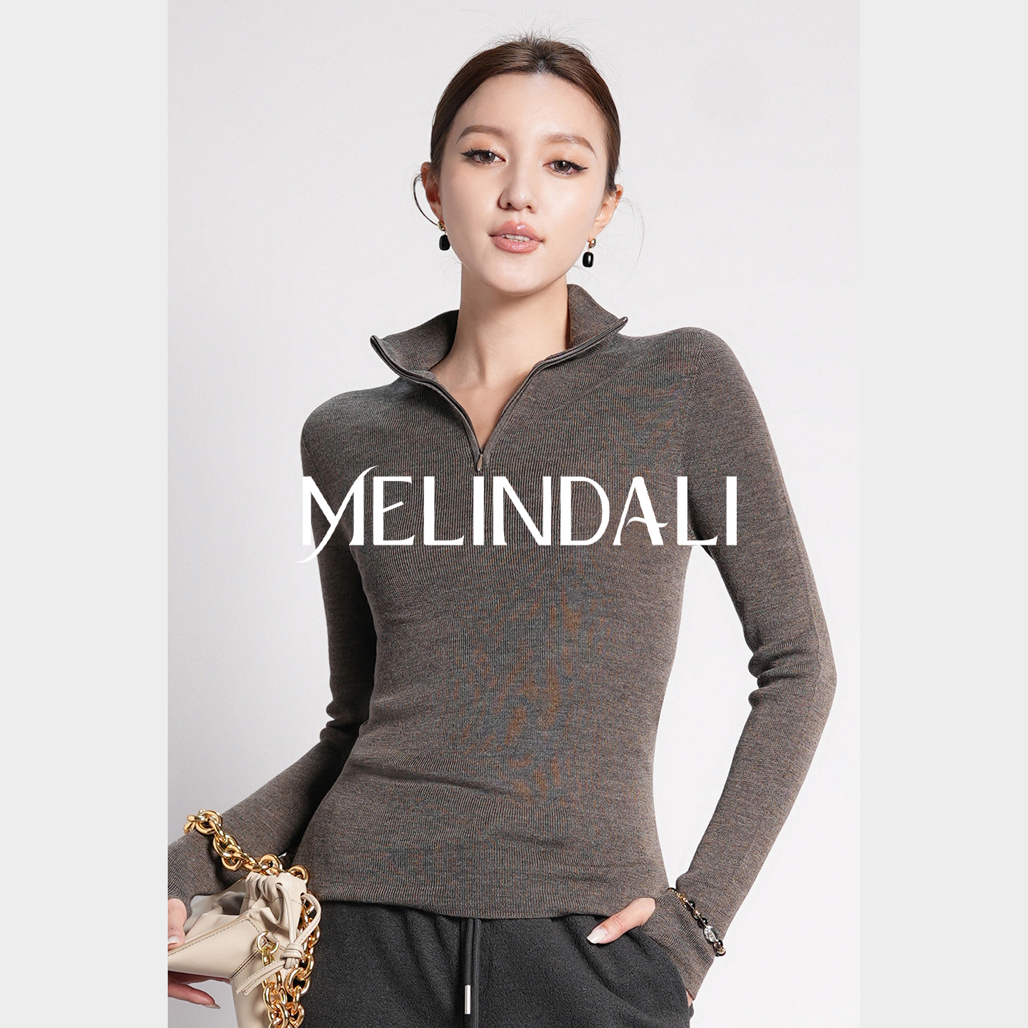 MELINDA LI【率性都市】私服德国扬子纱岛精无缝一体澳毛针织衫