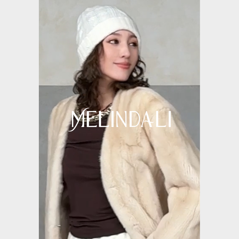 Melinda Li梦颖私服阿拉善山羊绒26支8针进口岛精无缝一体冷帽