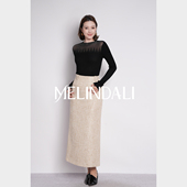 流光日常 MELINDA 梦颖私服亚麻棉金银丝亮片粗花呢马夹半裙