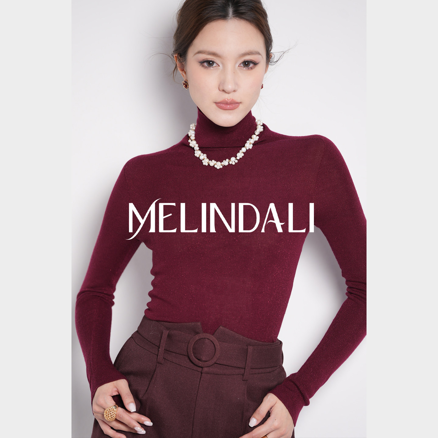 Melinda Li【打底Queen】18针澳洲美丽诺绵羊毛细闪金银丝打底衫