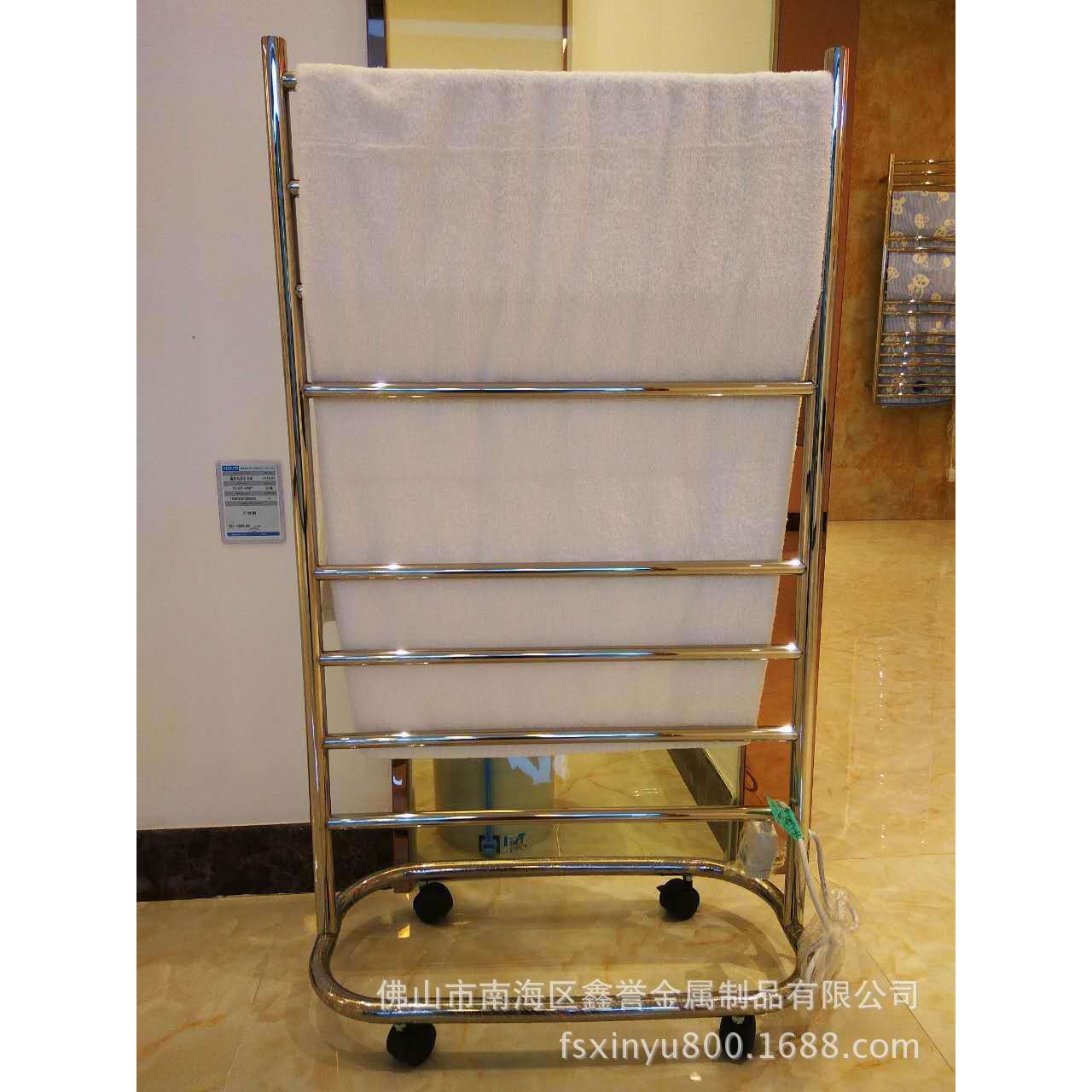 带轮移动式电加热毛巾架浴室不锈钢智能电热加毛巾架自动烘干架