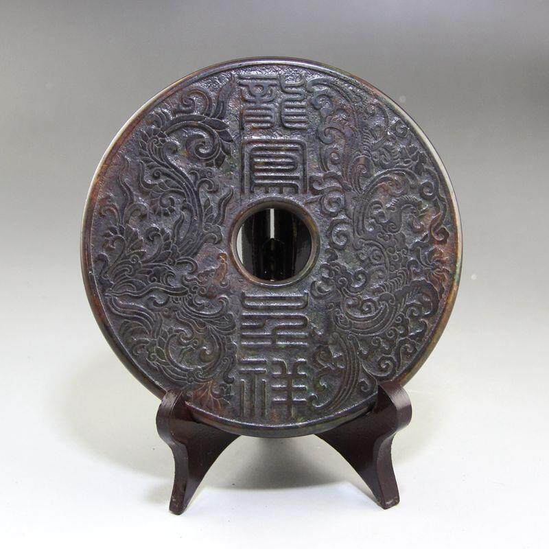 现货收藏古玩复古杂项工艺品雪花玉玉璧摆件送架子
