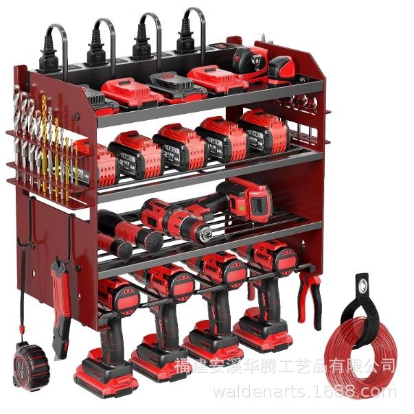 壁挂式重型电动工具架多层实用车库工具储存架金属手电钻收纳架