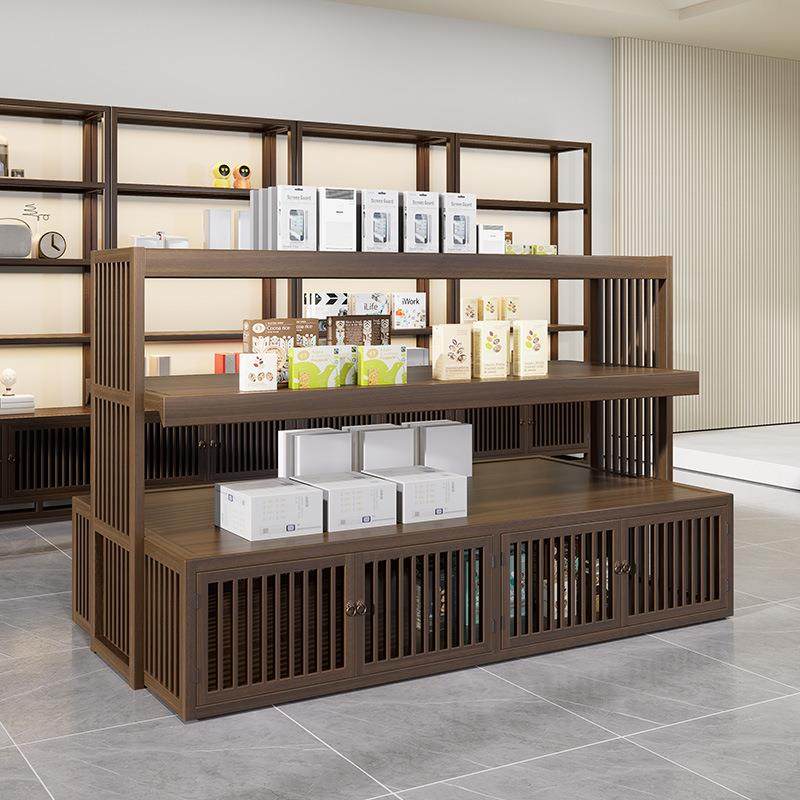 实木中岛架服装店铺中岛台展示整店设计胡桃木色陈列架带灯展示柜,电子元器件市场,其它元器件,淘宝优惠券,粉丝福利购,淘宝优惠卷