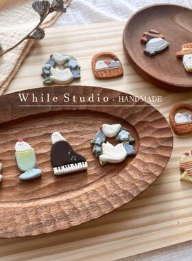 第二期【小鸟午后】质感系列 | 原创手作 森系咖啡小鸟胸针冰箱贴