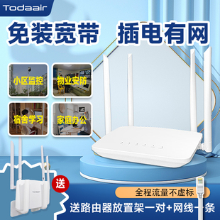 免装 Todaair 宽带无线4G路由器即插即用家庭便携式 移动热点网络全程流量不限速学生寝室中小户型网宝