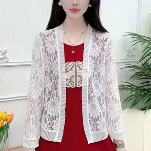 蕾丝大码披肩夏季配裙子短外套旗袍外搭开衫女薄款防晒上衣七分袖