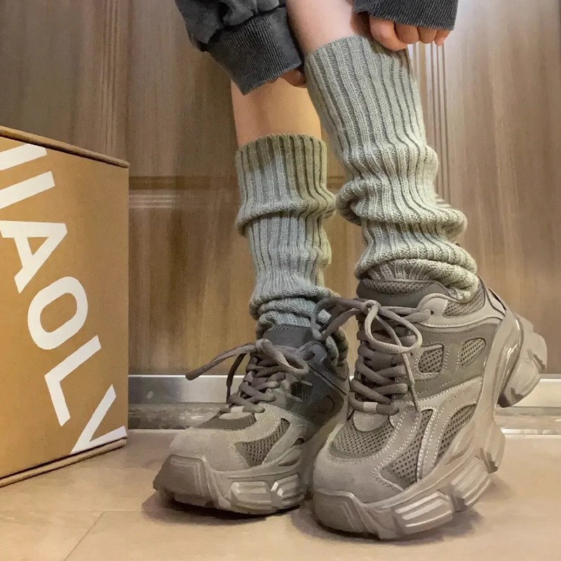 日系针织袜套袜子女秋冬款腿套y2k风搭配小皮鞋白色泡泡袜堆堆袜